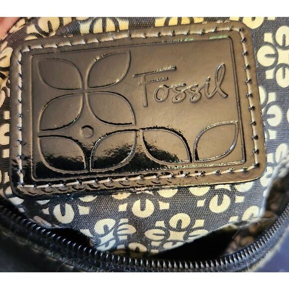 Fossil Black Pebbled Leather Hobo Crossbody Bag Clean - Picture 2 of 3